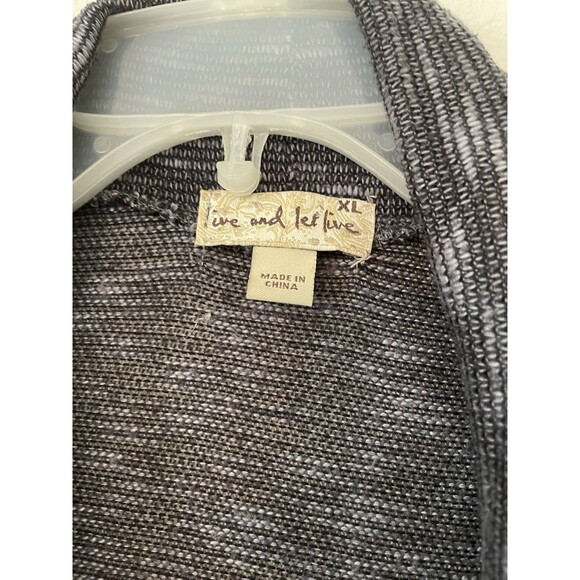Live And Let Live Womens Open-Front Cardigan XL Gray & Black Knit Stripe Pattern - Picture 4 of 4